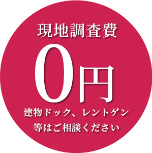 現地調査費無料！建物ドック、レントゲン等はご相談ください
